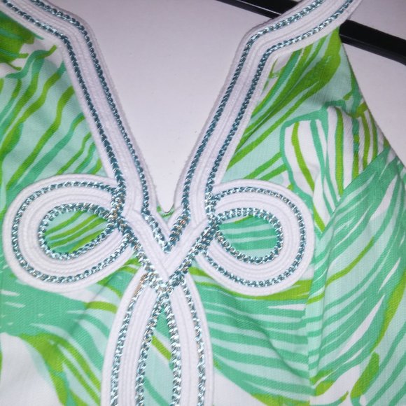 Lilly Pulitzer Tessa Dress Size 2 Shift Tropical Green White Embroidered Zip Up - Picture 13 of 15
